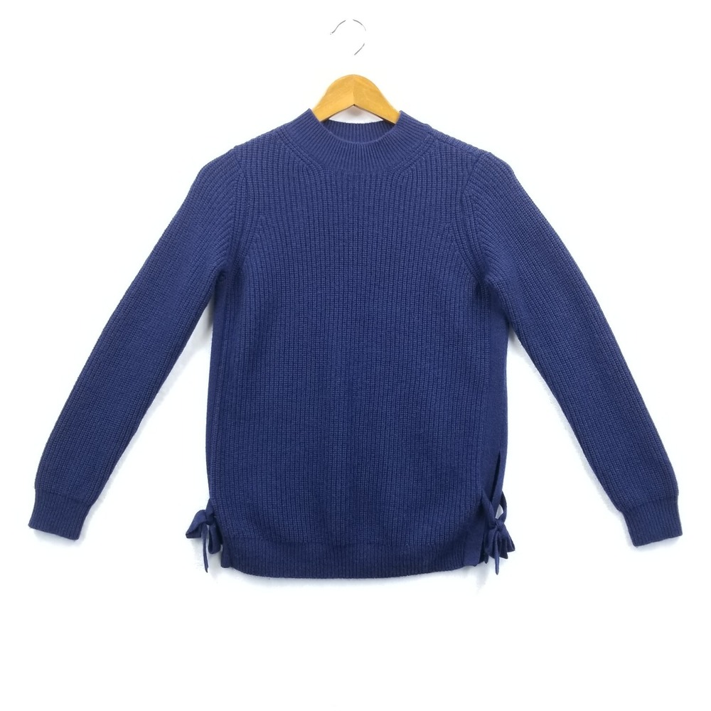 J McLaughlin Sweater Women S Blue Cashmere Wool Side Tie Long Sleeve‎ Pullover